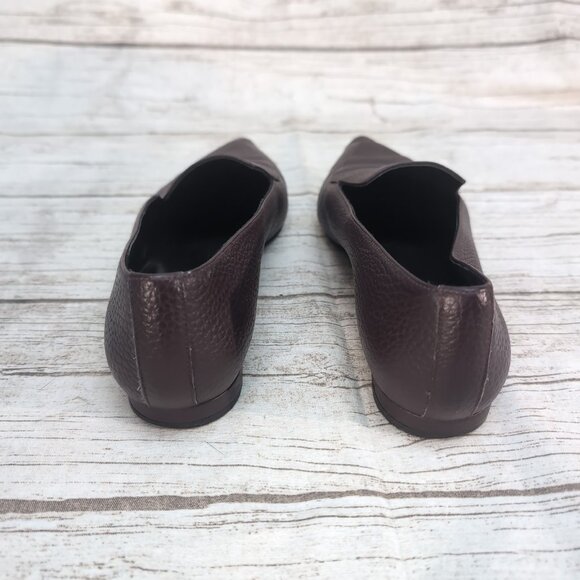 Everlane Women's 8.5 The Modern Point Flats Leather Dark Purple Slip On Loafers - Picture 4 of 8